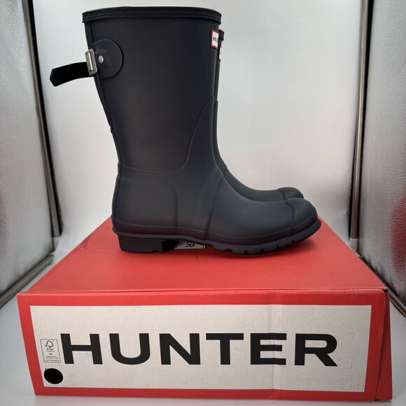 New Hunter Women's Navy (NVY) Blue Original Short Back Adjustable Rain Boots 10 - Picture 4 of 16